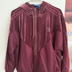Adidas Maroon Velvet Hoodie